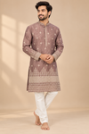Men’s Mauve Embroidered Festive Kurta