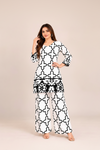 Women’s White & Black Geometric Print Co-Ord Set