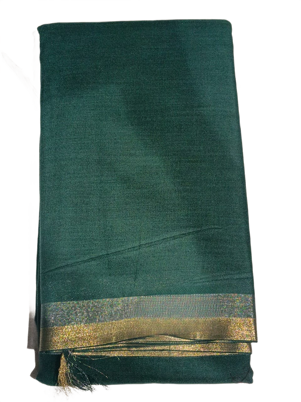 Emerald Green Handloom Saree with Gold Border
