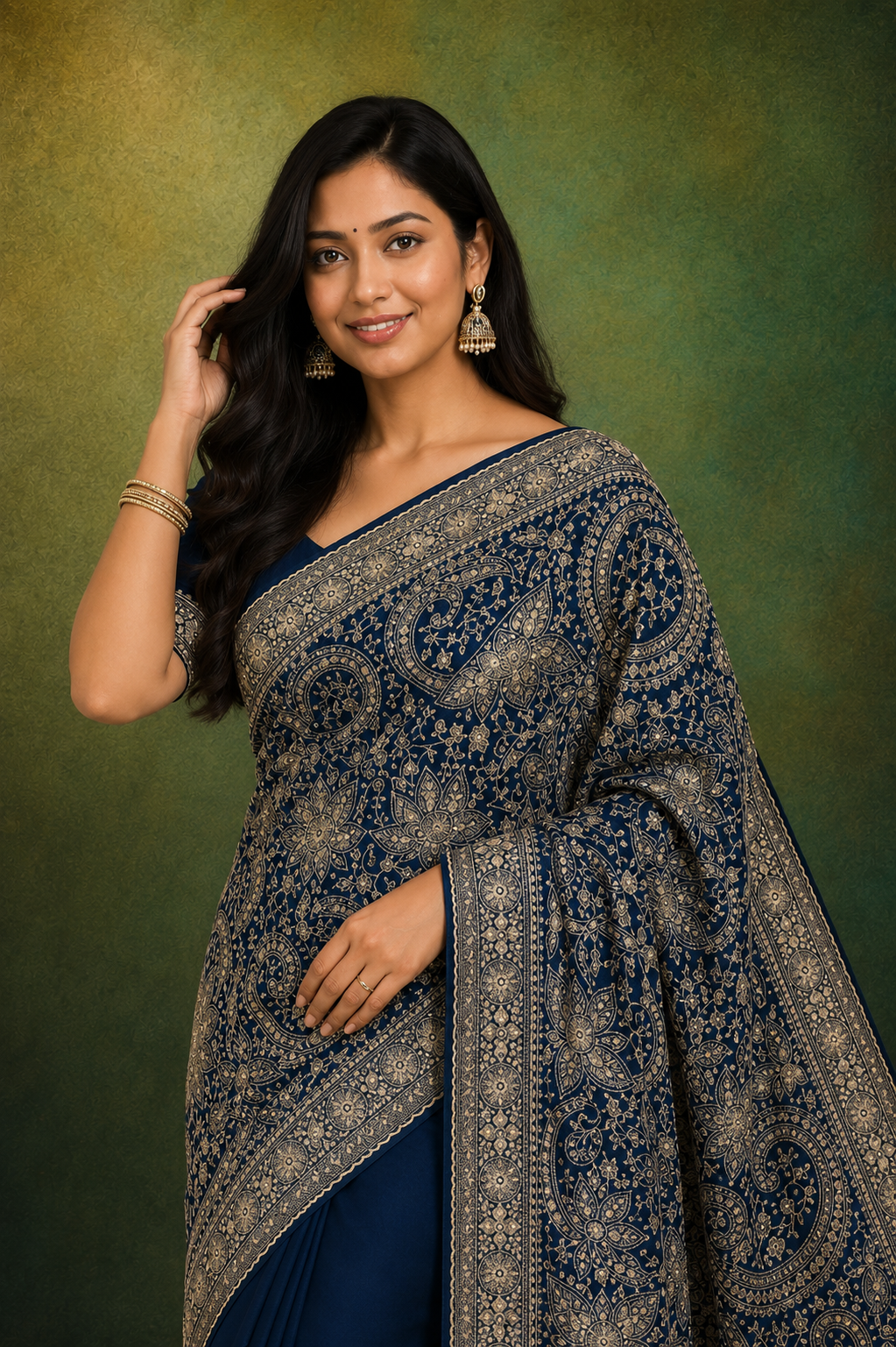 Kashmiri Embroidered Saree | Elegant Designer Party Wear Saree