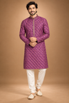 Men’s Royal Purple Jacquard Kurta Pajama Set