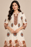 Elegant Cream Floral Printed Kurta Palazzo Set for Women