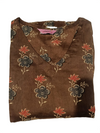 Chocolate Brown Floral Printed Tiered Midi Dress