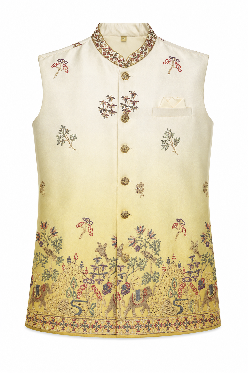 Luxury Cream Embroidered Nehru Jacket for Men | Premium Ethnic Waistcoat
