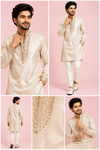 Ivory Gold Embroidered Festive Kurta Set