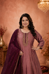 Elegant Mauve Embroidered Anarkali Kurta Set with Dupatta