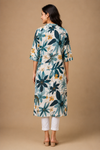 Teal Bloom Printed Long Kurti