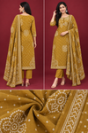 Mustard Bandhani Print Kurta Set with Dupatta