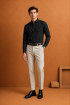 Men's Ivory White Pinstripe Formal Shirt