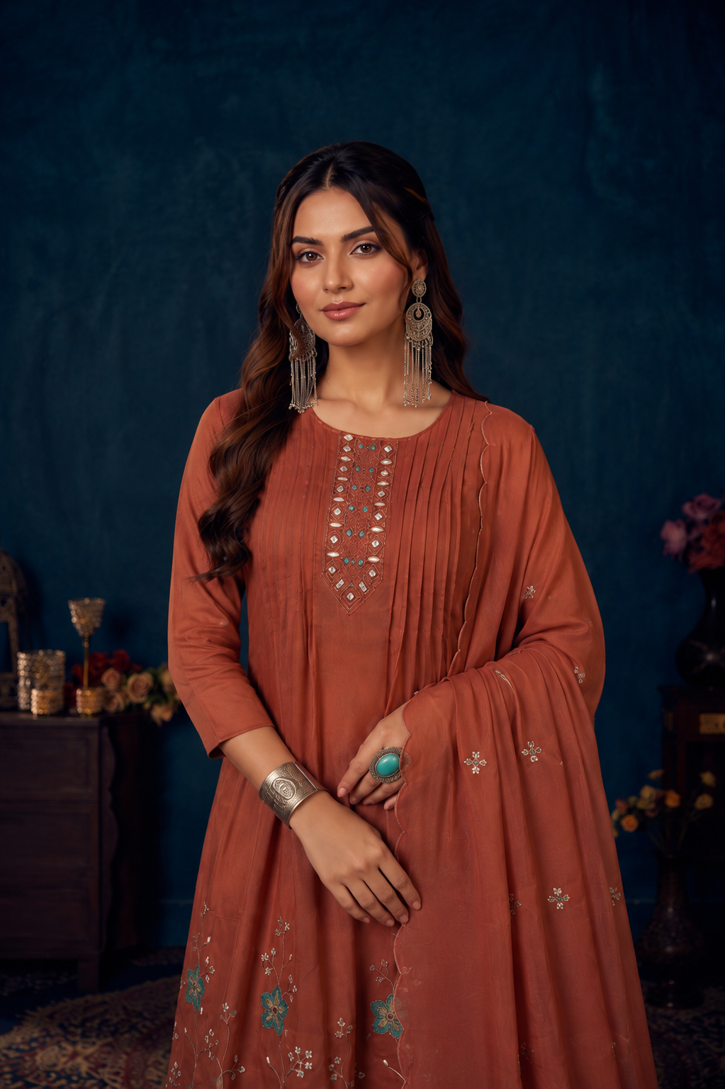 Embroidered Kurta Pant & Dupatta Set