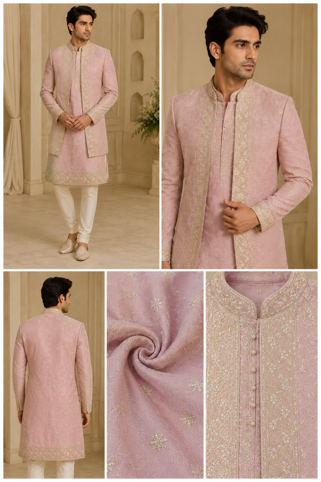 Blush Pink Embroidered Indo-Western Sherwani