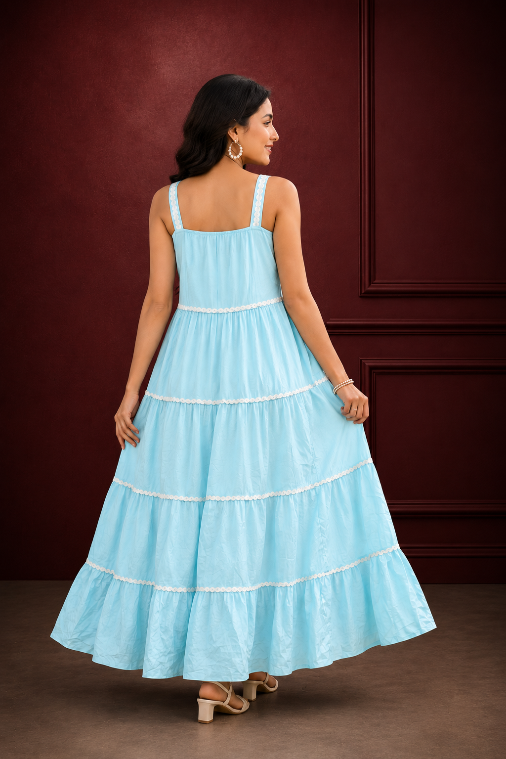 Sky Blue Tiered Maxi Dress