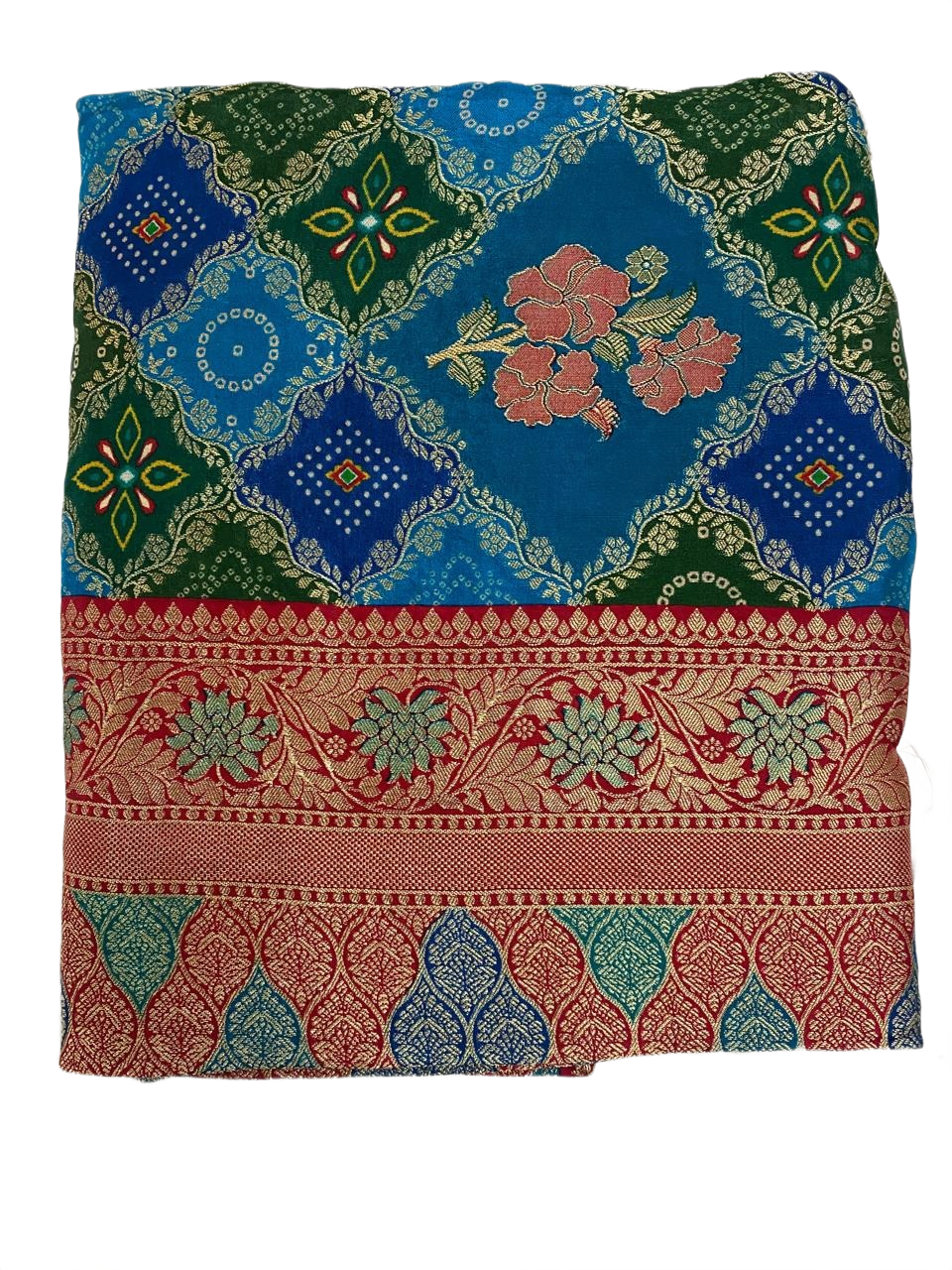 Elegant Sky Blue Saree with Contrast Pink Woven Border