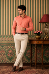Men's Coral Peach Solid Formal Shirt –   Full Sleeve Office Wear