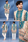 Premium Teal Floral Printed Kurta Set