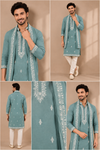 Sage Green Embroidered Kurta with Stole