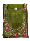 Olive Green Floral Embroidered Anarkali Kurti Pant Set with Dupatta