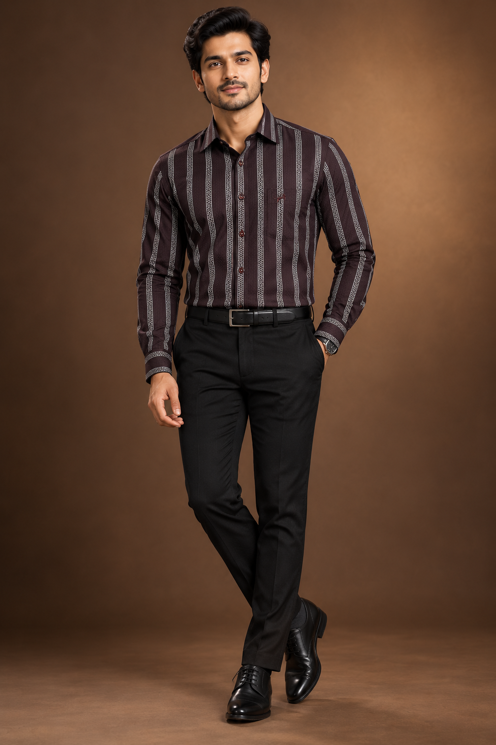 Dark Mauve  Printed Formal Shirt for Men