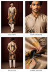 Beige Abstract Floral Printed Festive Kurta