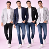 Men’s Light Grey Textured Casual Blazer
