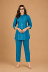 Women’s Olive Green Embroidered Roman Co-Ord Set