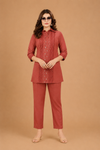 Women’s Olive Green Embroidered Roman Co-Ord Set