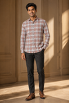 Dusty Rose Checkered Casual Shirt
