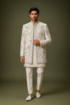 Ivory Silver Embroidered Groom Sherwani Set