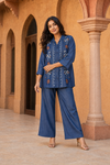 Denim Bloom Embroidered Co-ord Set