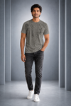 Men’s Grey Abstract Printed Round-Neck T-Shirt