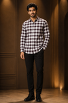 Classic Maroon & White Checkered Casual Shirt