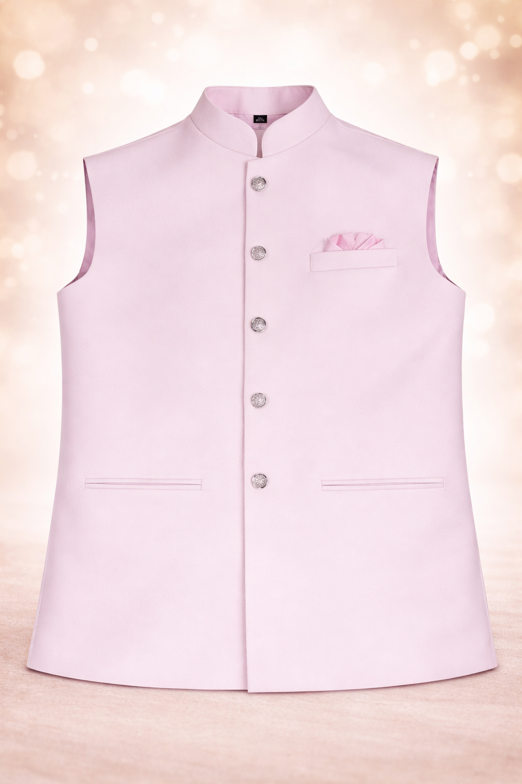 Men’s Blush Pink Solid Nehru Jacket