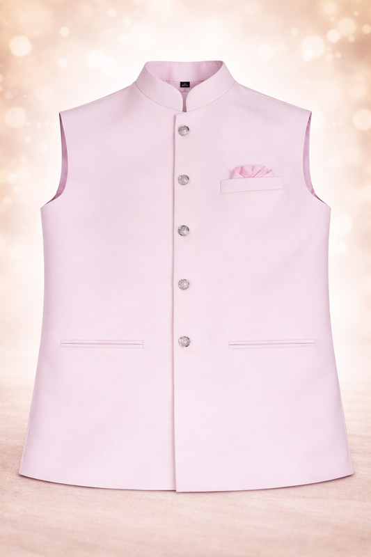 Men’s Blush Pink Solid Nehru Jacket