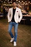Party Wear Off-White Matty Fabric Blazer – Elegant Modern Fit