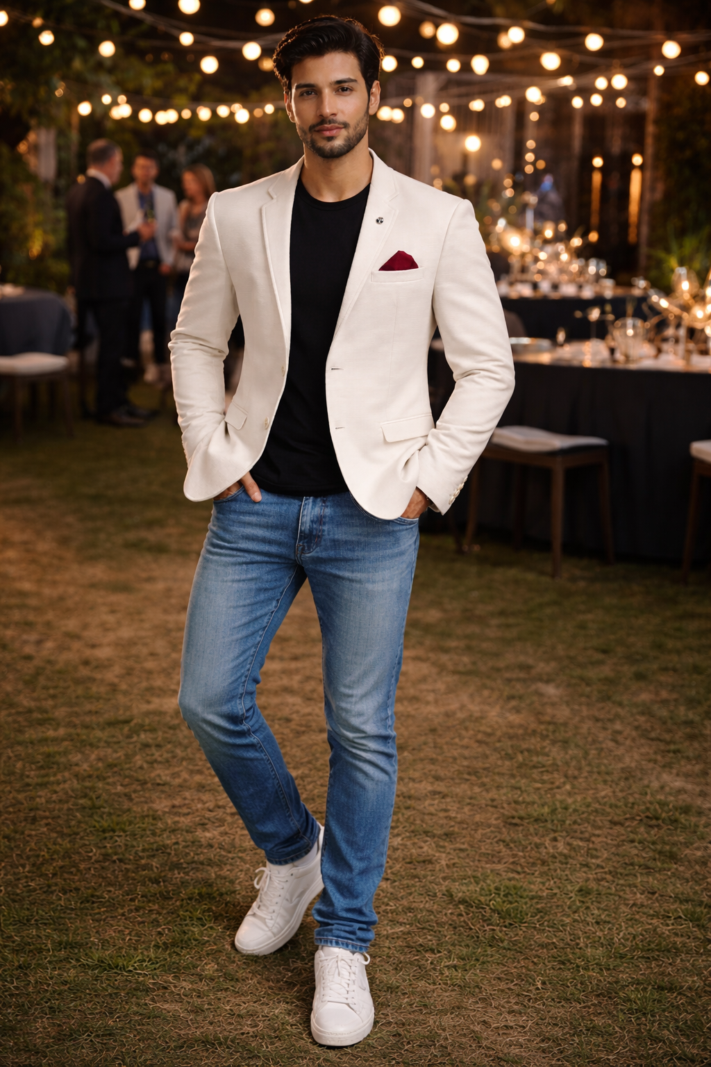 Party Wear Off-White Matty Fabric Blazer – Elegant Modern Fit