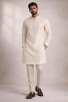 Elegant Off-White Embellished Straight Kurta Set Sequin Embroidered
