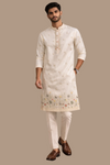Elegant Cream Floral Border Straight Kurta Set