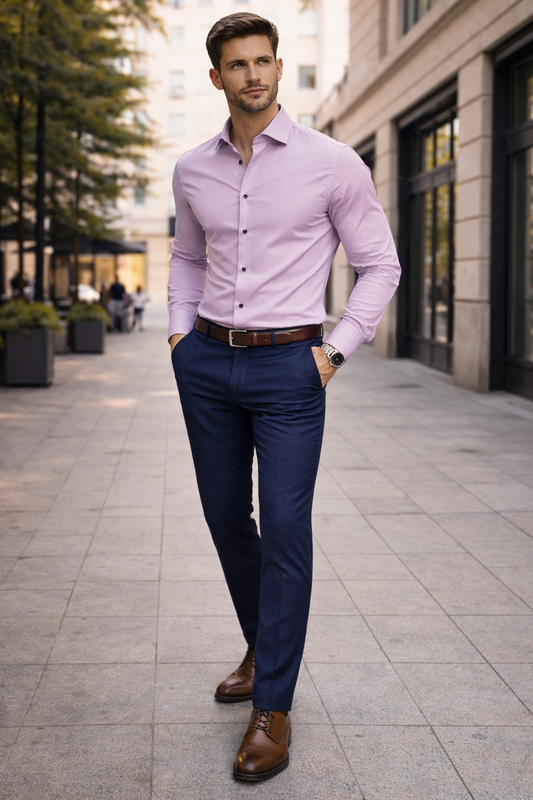 Men’s Light Onion Satin Lycra Solid Formal Shirt