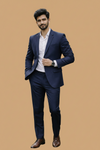 Charcoal Navy Blue  Matty Fabric Men’s Premium Formal Blazer