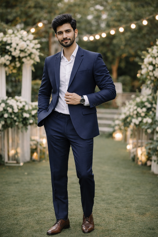 Charcoal Navy Blue  Matty Fabric Men’s Premium Formal Blazer