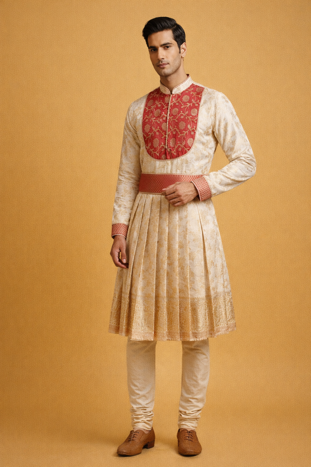 Cream Peshwai Angarkha Outfit