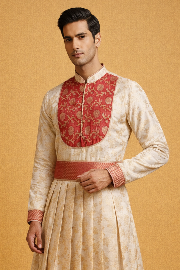 Cream Peshwai Angarkha Outfit