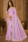 Women's Lavender Woven Silk Saree with Elegant Zari Border