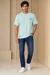 Men’s Ice Blue Typography Oversized T-Shirt