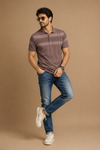 AAIMS Men's Purple Striped Polo T-Shirt