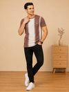 Men's Dusty Rose & Off-White Vertical Stripe Premium T-Shirt
