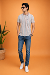 Men's Pastel Stripe Polo T-Shirt with Collar – White, Blue & Dusty Pink