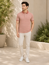 Men's Dusty Rose Striped Polo T-Shirt