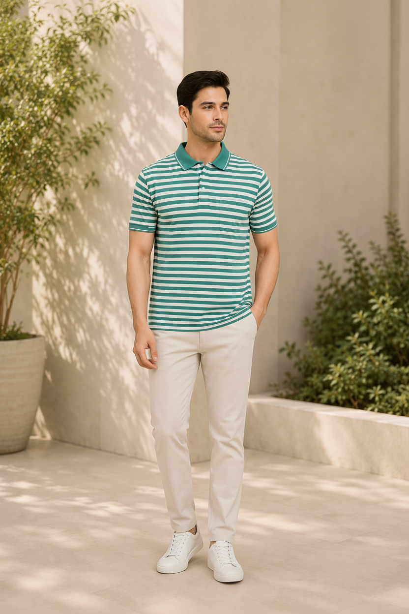 Men’s Aquqa Striped Polo T-Shirt