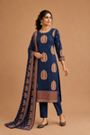Royal Blue Ethnic Printed Kurti Pant & Dupatta Set